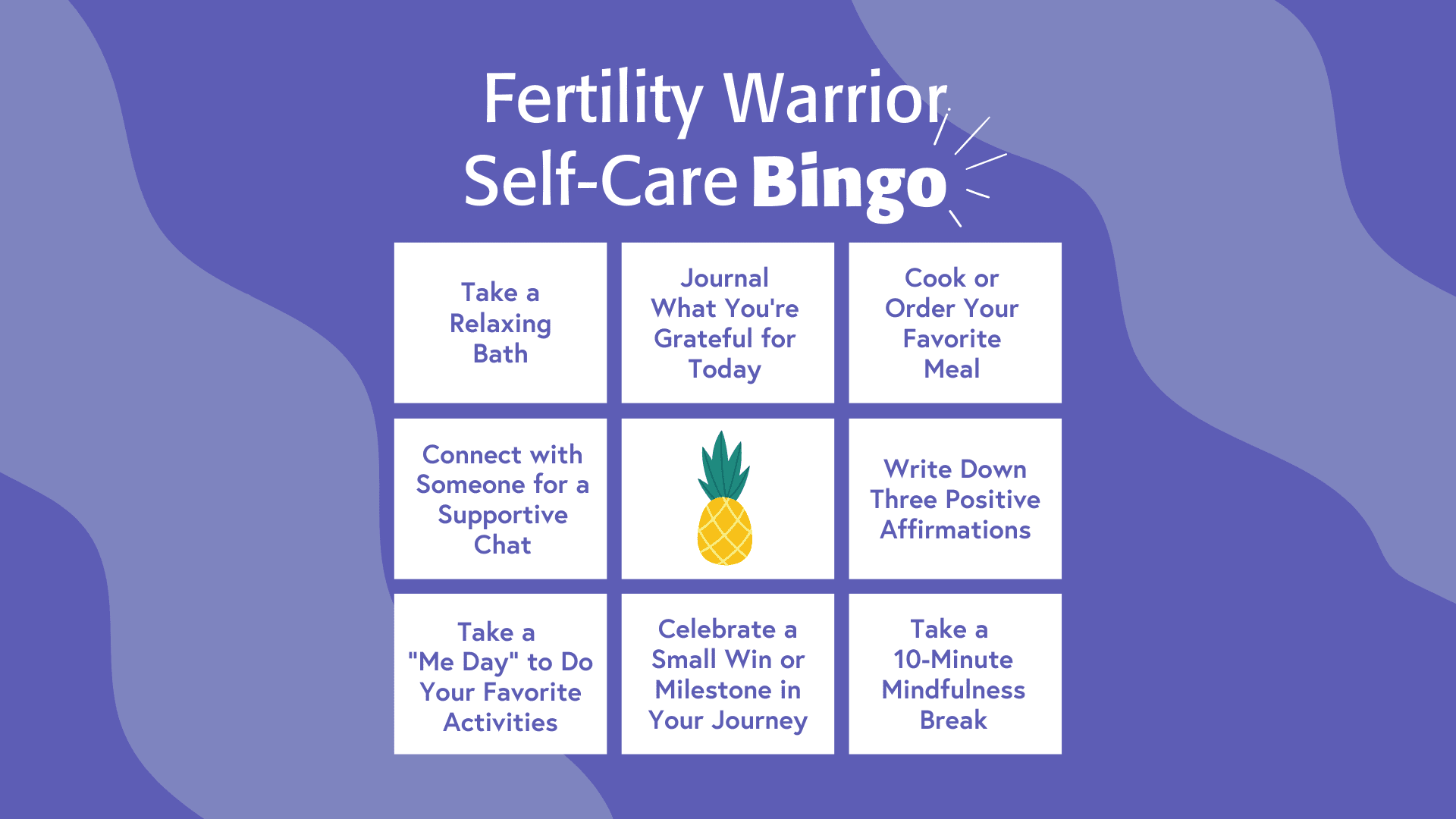 Fertility Warrior Self Care Bingo